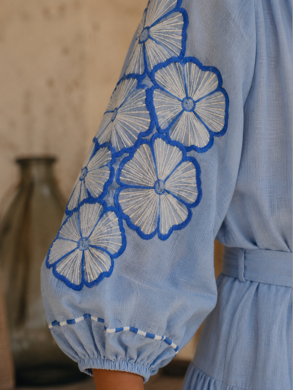 Demin Blue Stripe Flower Top
