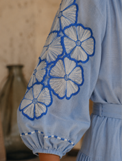 Demin Blue Stripe Flower Top