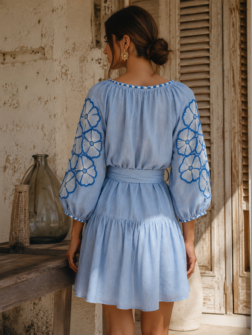 トップス andmary Flower ribbon tops blue ANDMARY】Flower ribbon tops トップス andmary Flower ribbon tops blue ANDMARY】Flower ribbon tops