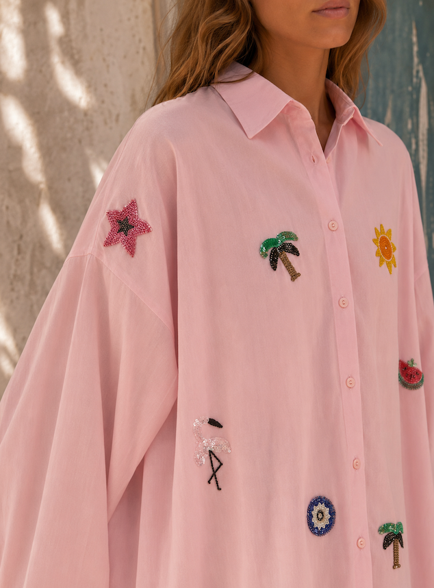 Light Pink Beach Long Shirt