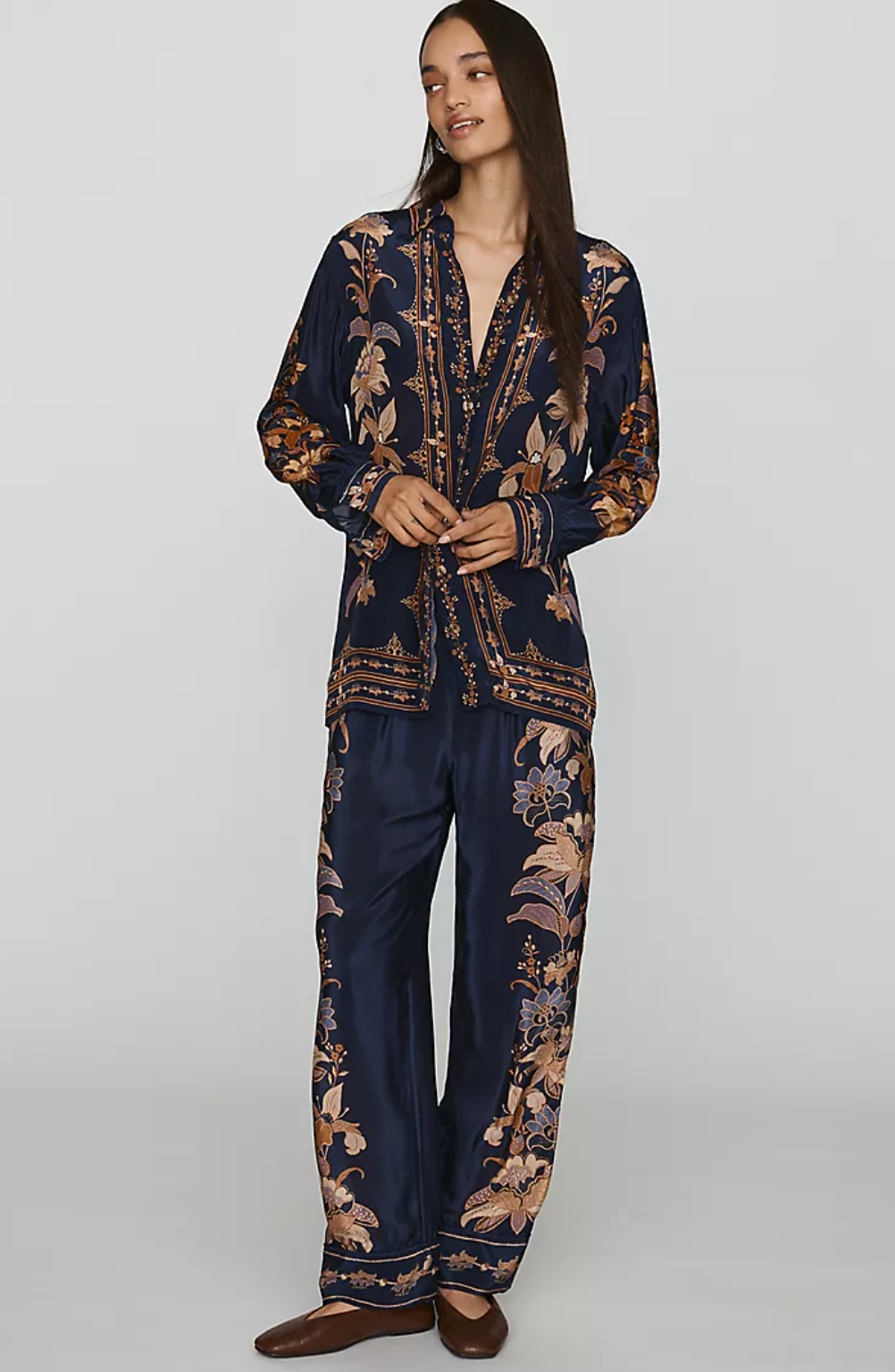 Liz Navy Blue Pajama Shirt