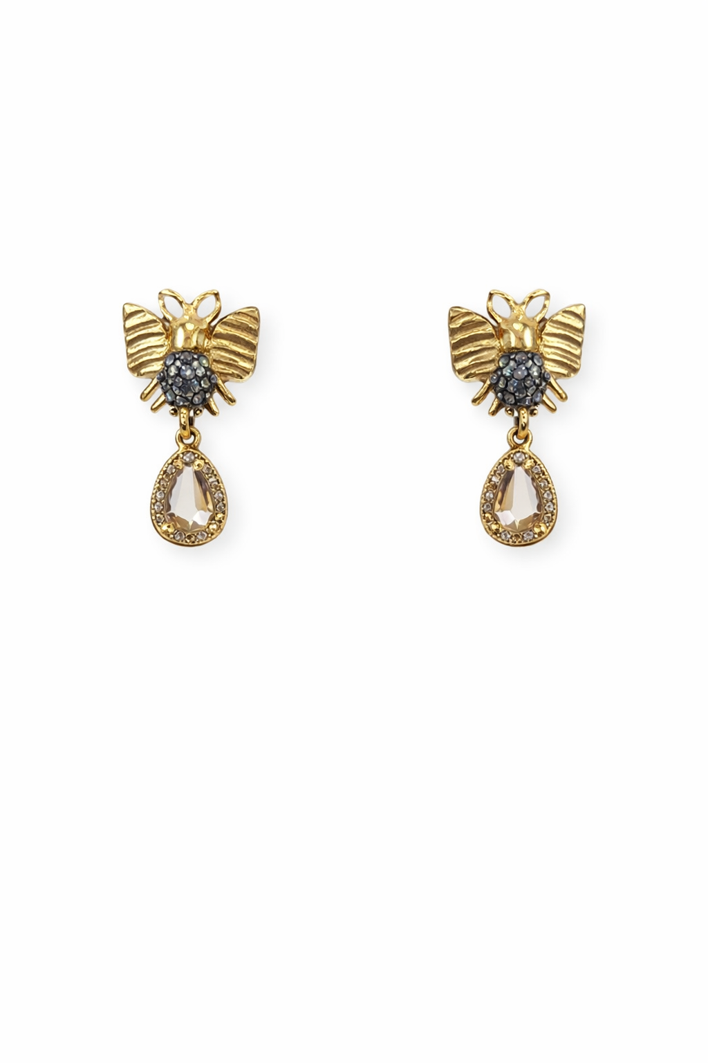 Mini Bee Earrings With Peggy Drop