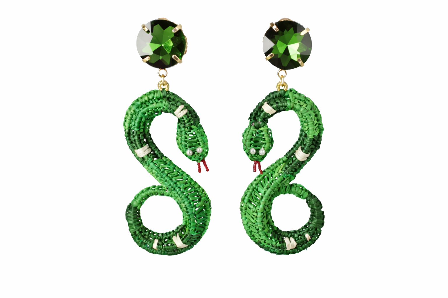 Emerald Snake Earrings