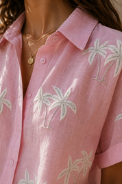 Pink Kora Bondi Palm Short Shirt