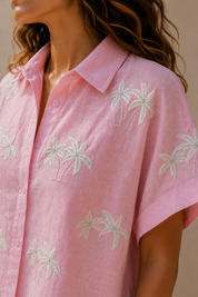 Pink Kora Bondi Palm Short Shirt