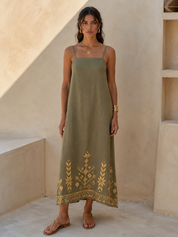 S26K-2043211 Sage Gold  Straps Maxi Dress