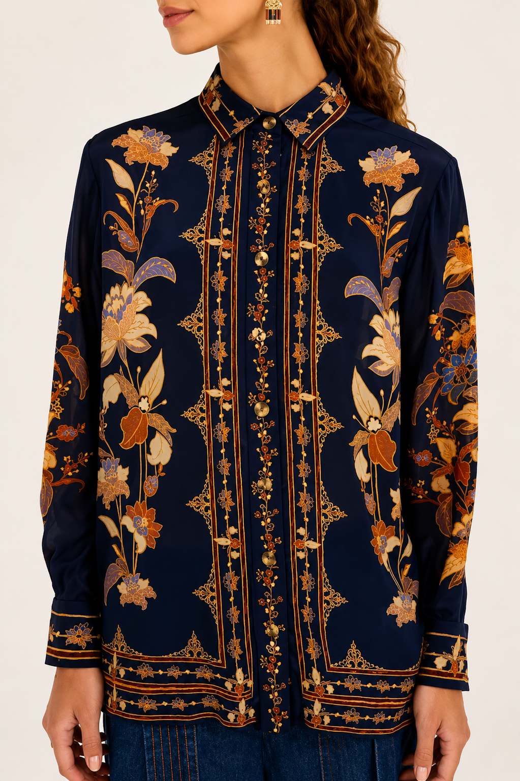 Liz Navy Blue Pajama Shirt