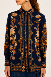 Liz Navy Blue Pajama Shirt