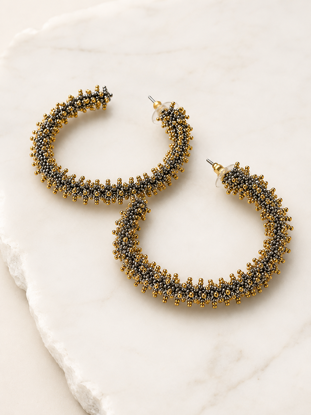 Big Spikes Gold Platinum Hoop Earrings