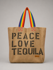 Mama Burlap Tote Rainbow Bag