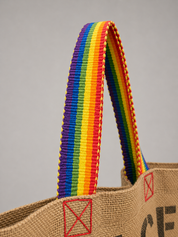 Mama Burlap Tote Rainbow Bag