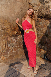 Lucinda Red Flower Dress