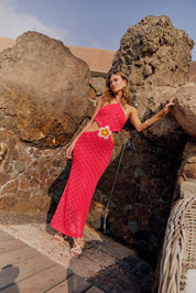 Lucinda Red Flower Dress