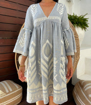 2123103 Light Grey Feather Bell Short Dress