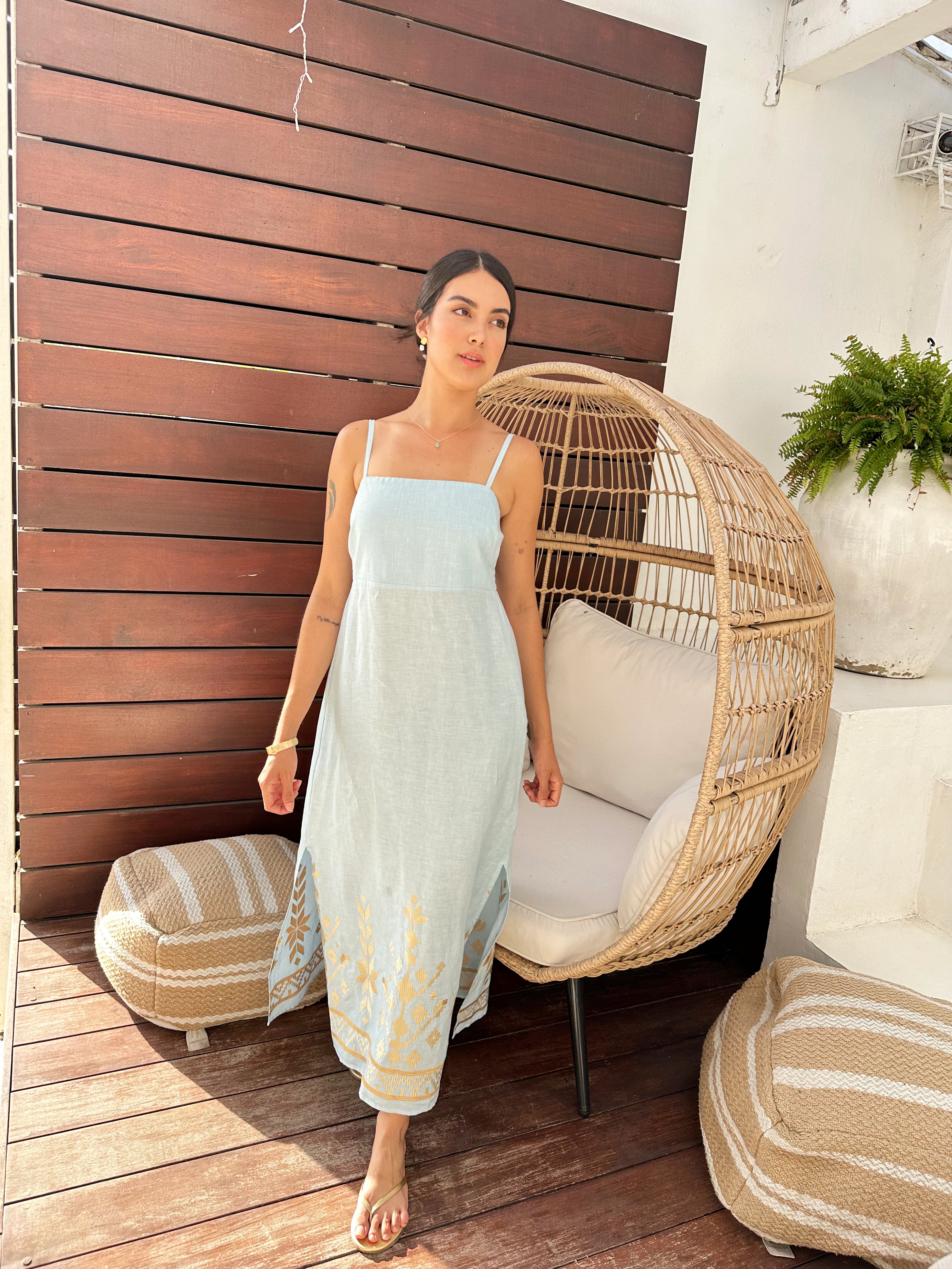 2043211 Ciel Gold Maxi Dress