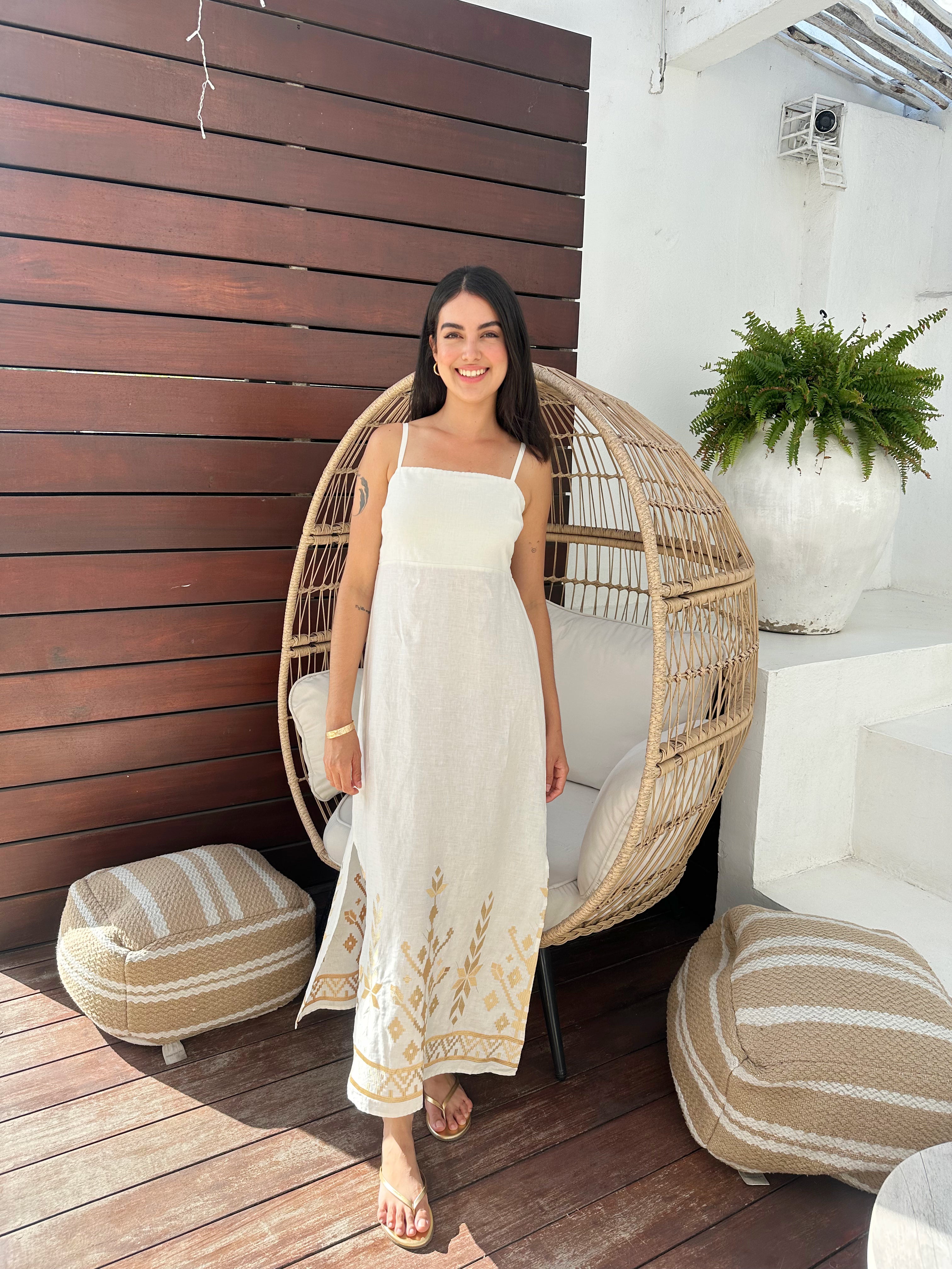 2043211 Natural Gold Maxi Dress