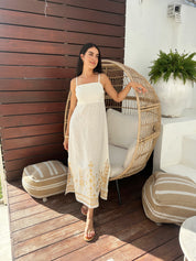 2043211 Natural Gold Maxi Dress