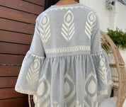 2123103 Light Grey Feather Bell Short Dress