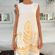 2133168 White Gold Feather Dress