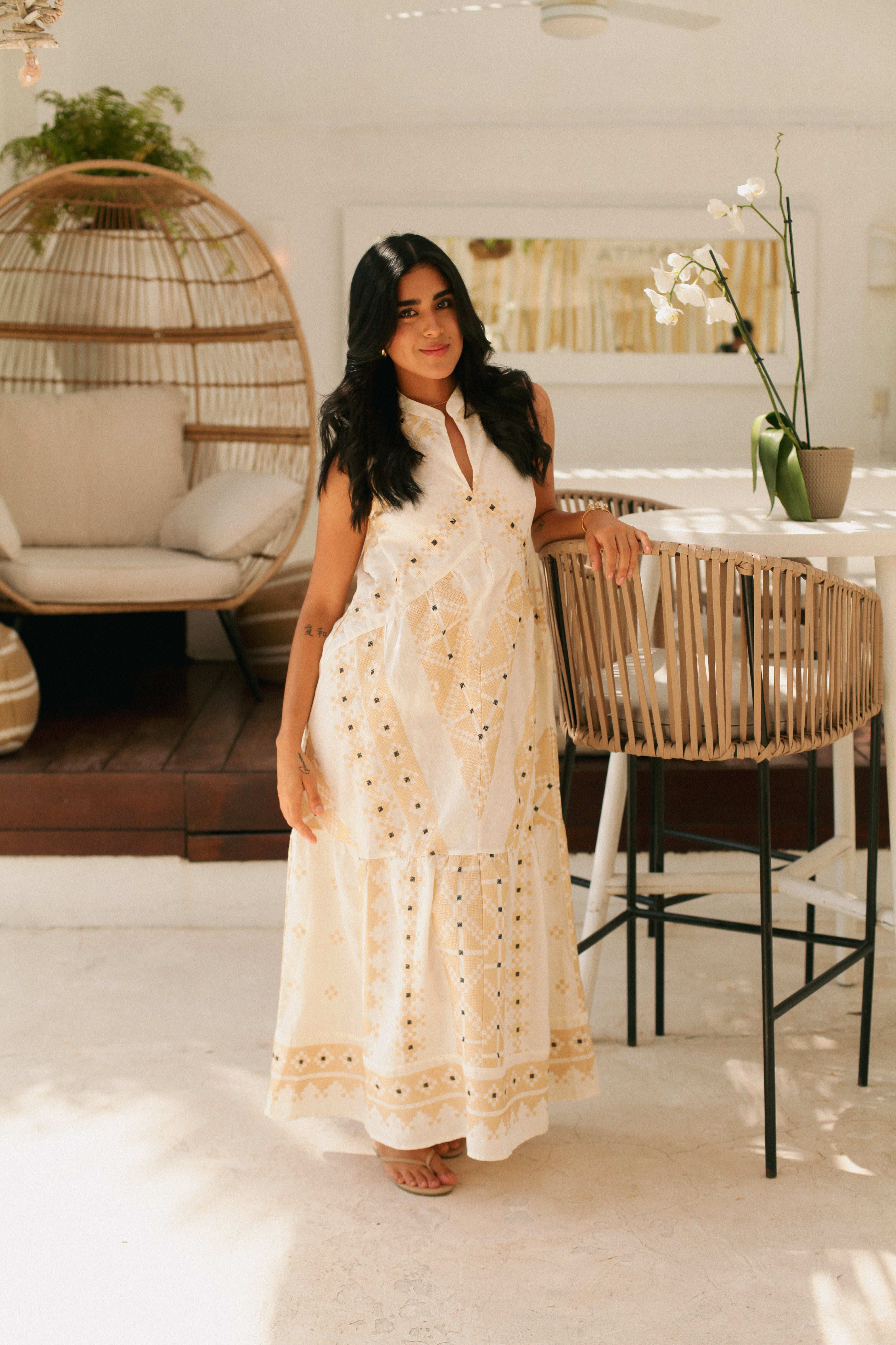 pixel natural long dress