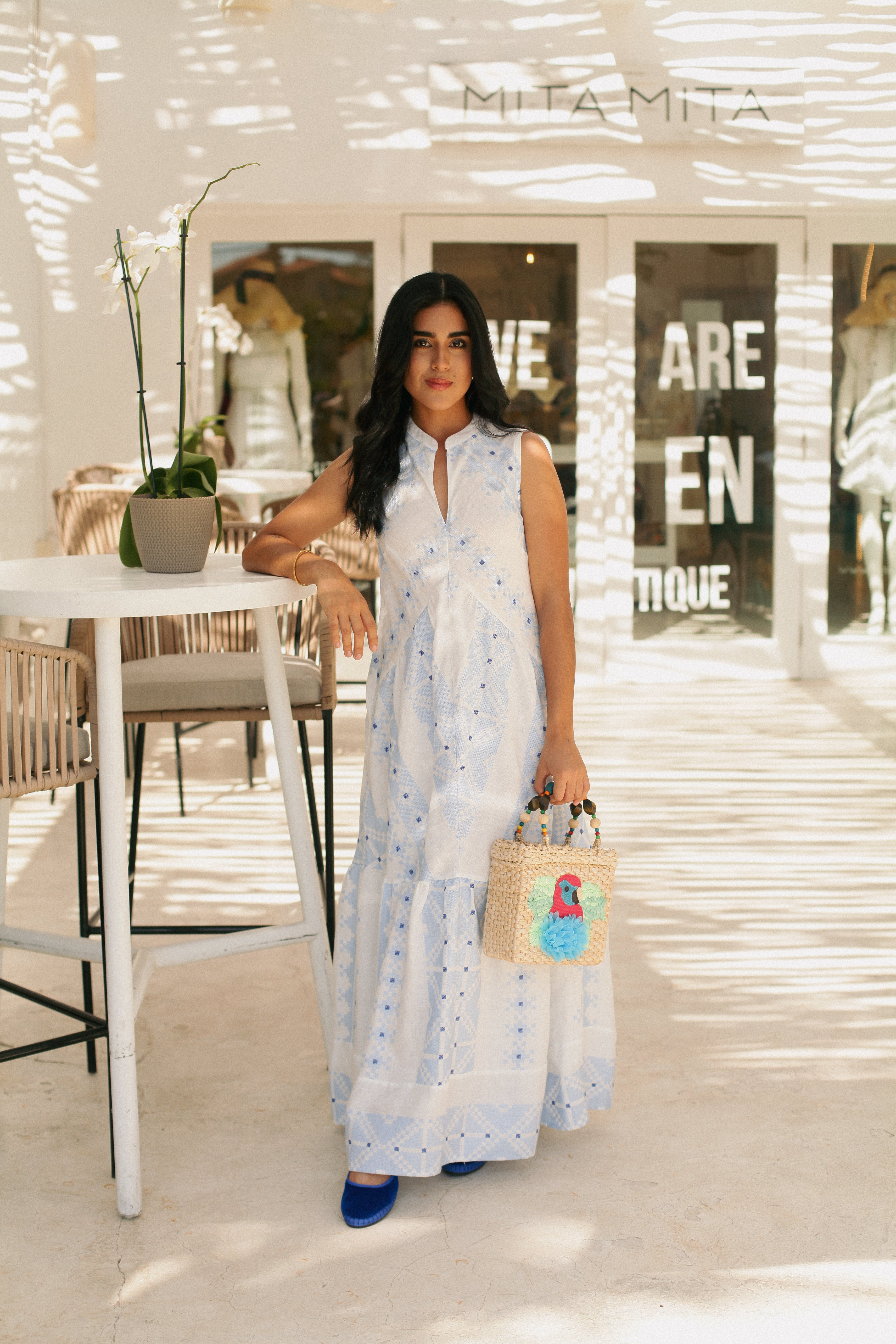 231086 Pixel White Long Dress