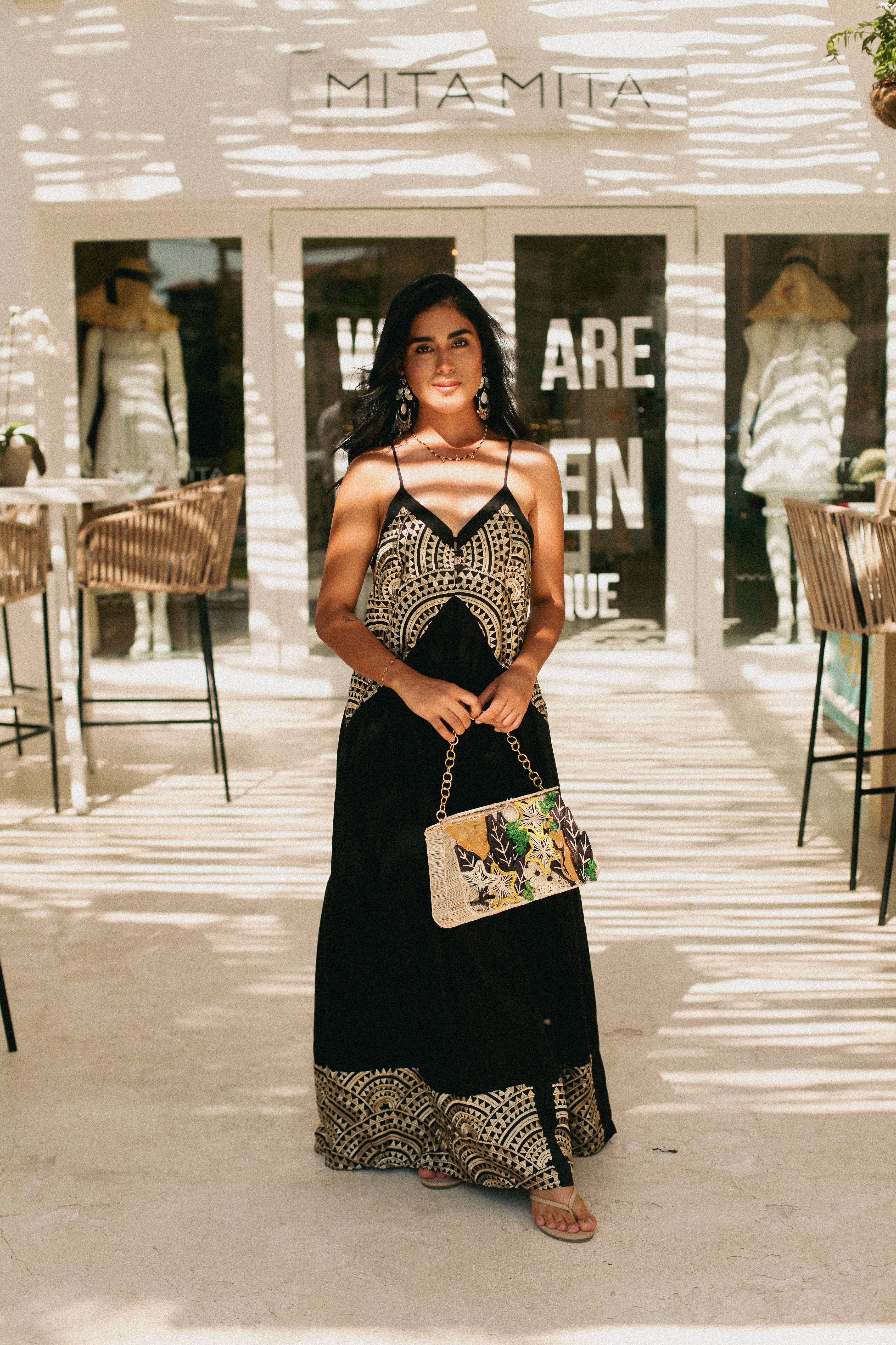 230837 New Triangle Black Long Dress