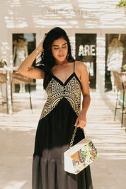 230837 New Triangle Black Long Dress