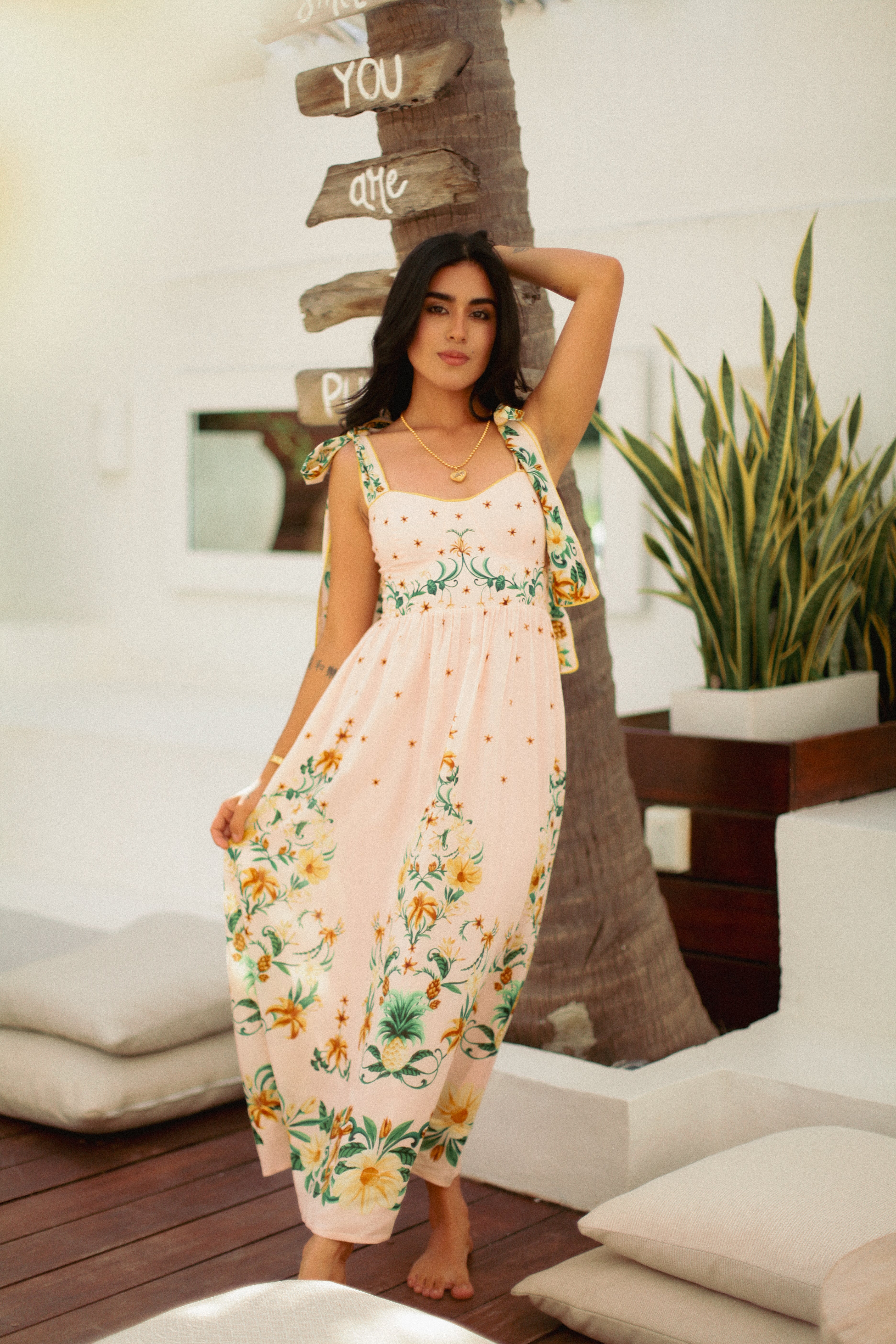 Botanical Beauty Pink Midi Dress