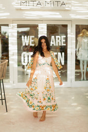 Botanical Beauty Pink Midi Dress