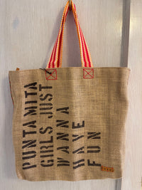 Mama Burlap Tote Kus Bag