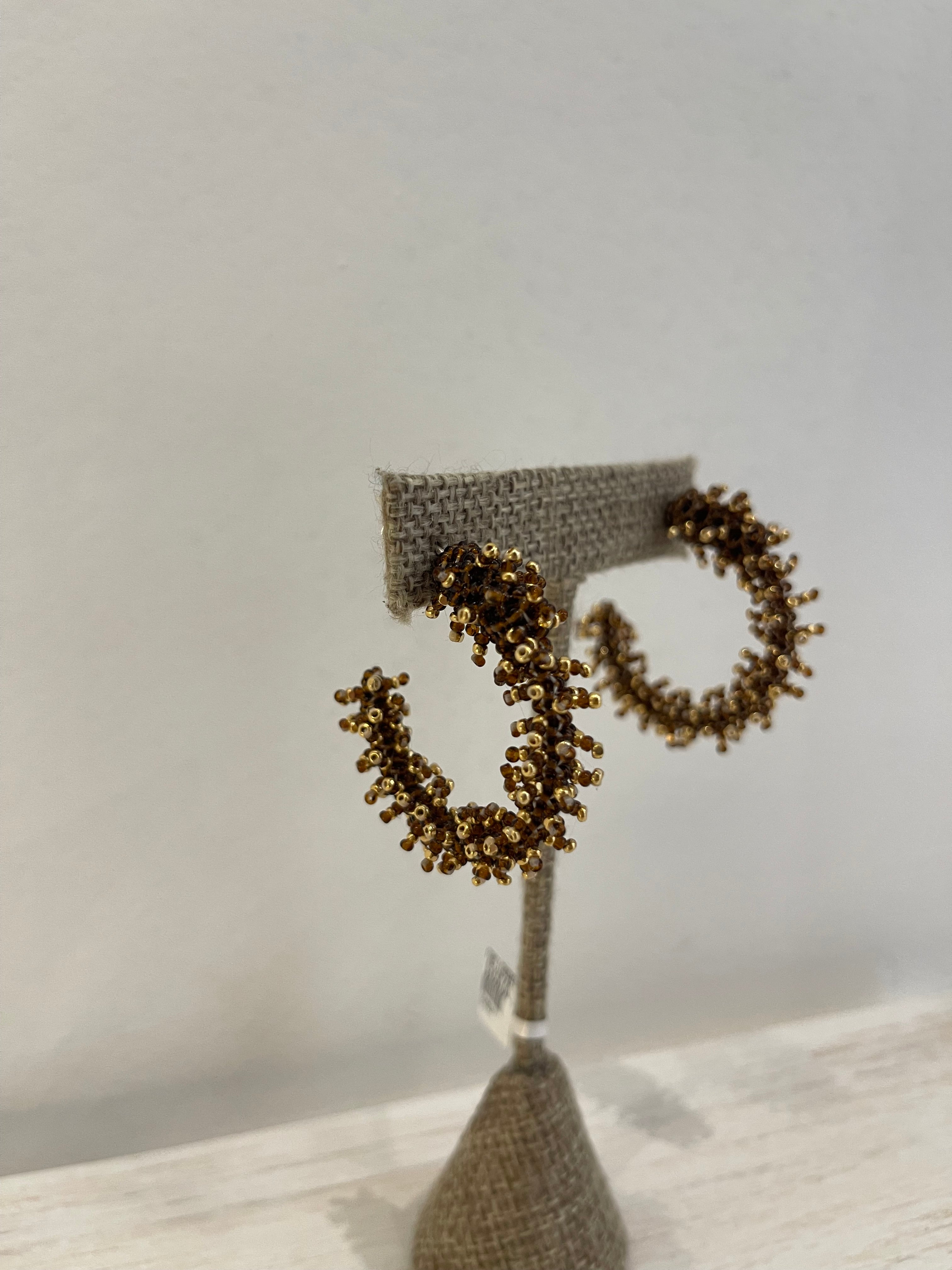 Small Gold Brown Transparent Spikes Earrings