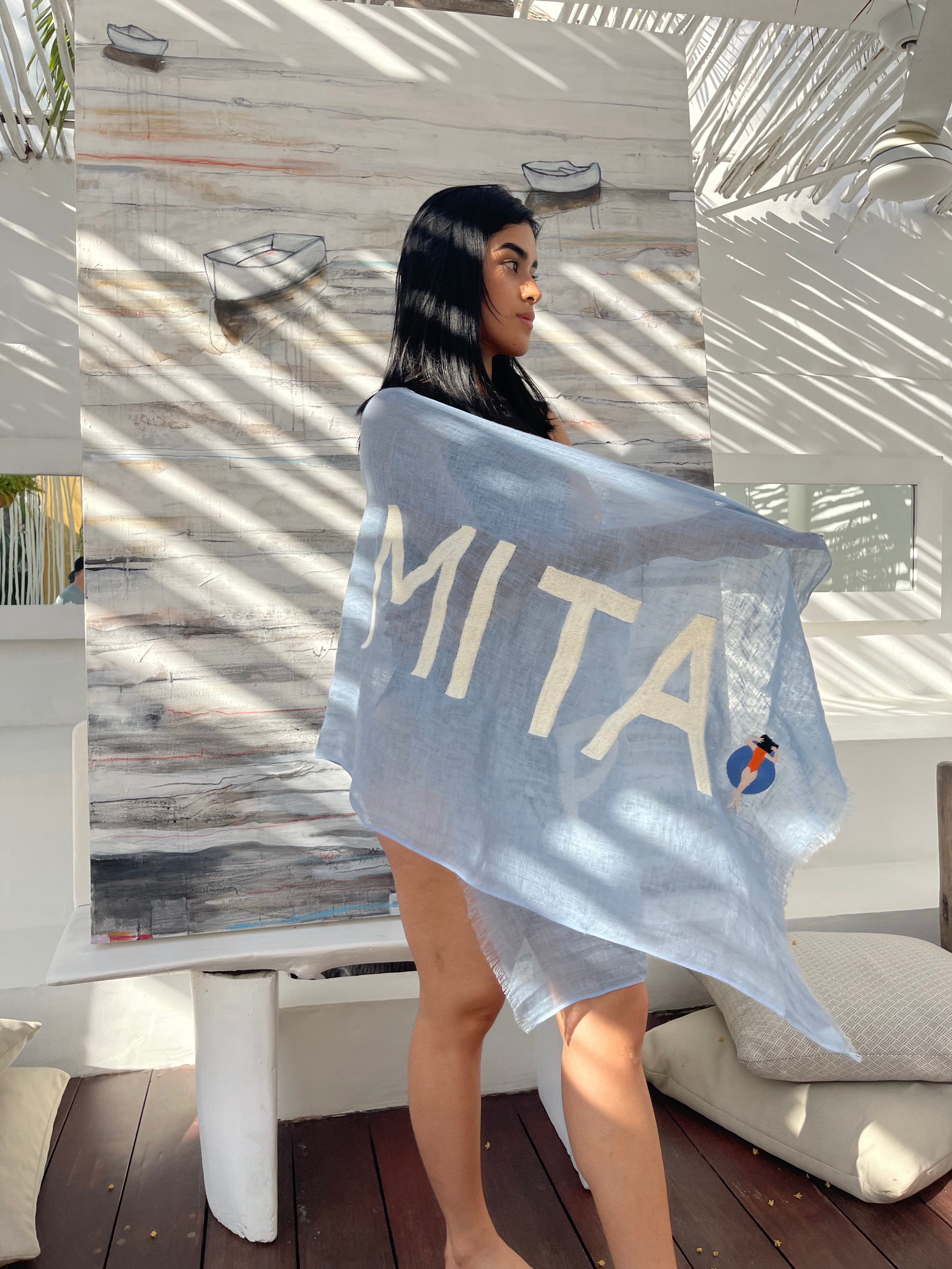 Punta Mita Blue and White Scarf