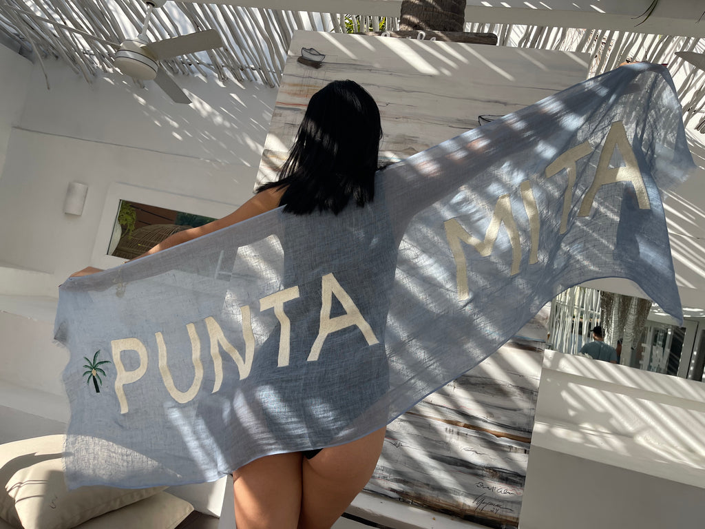 Punta Mita Blue and White Scarf