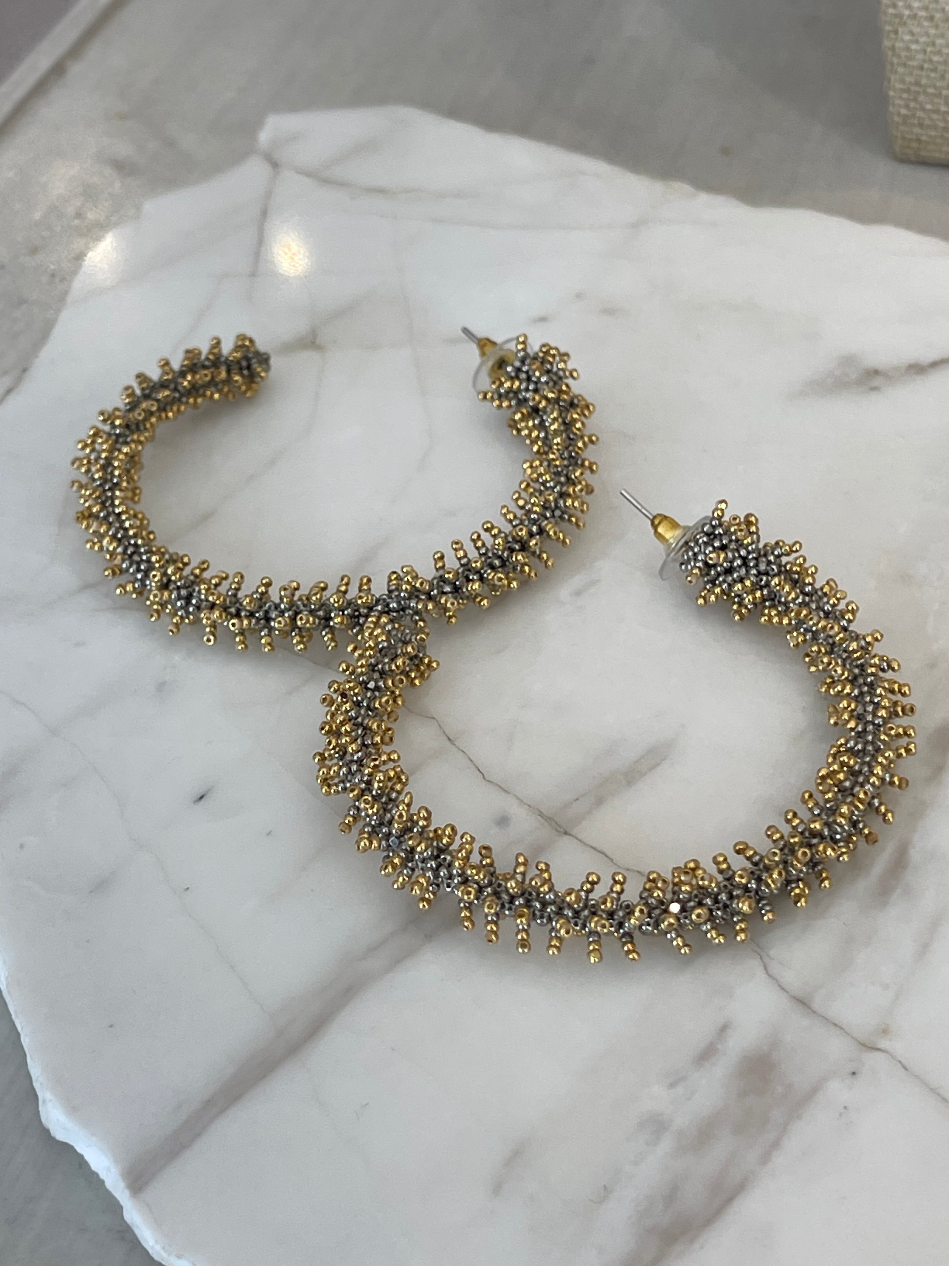 Big Spikes Gold Platinum Hoop Earrings