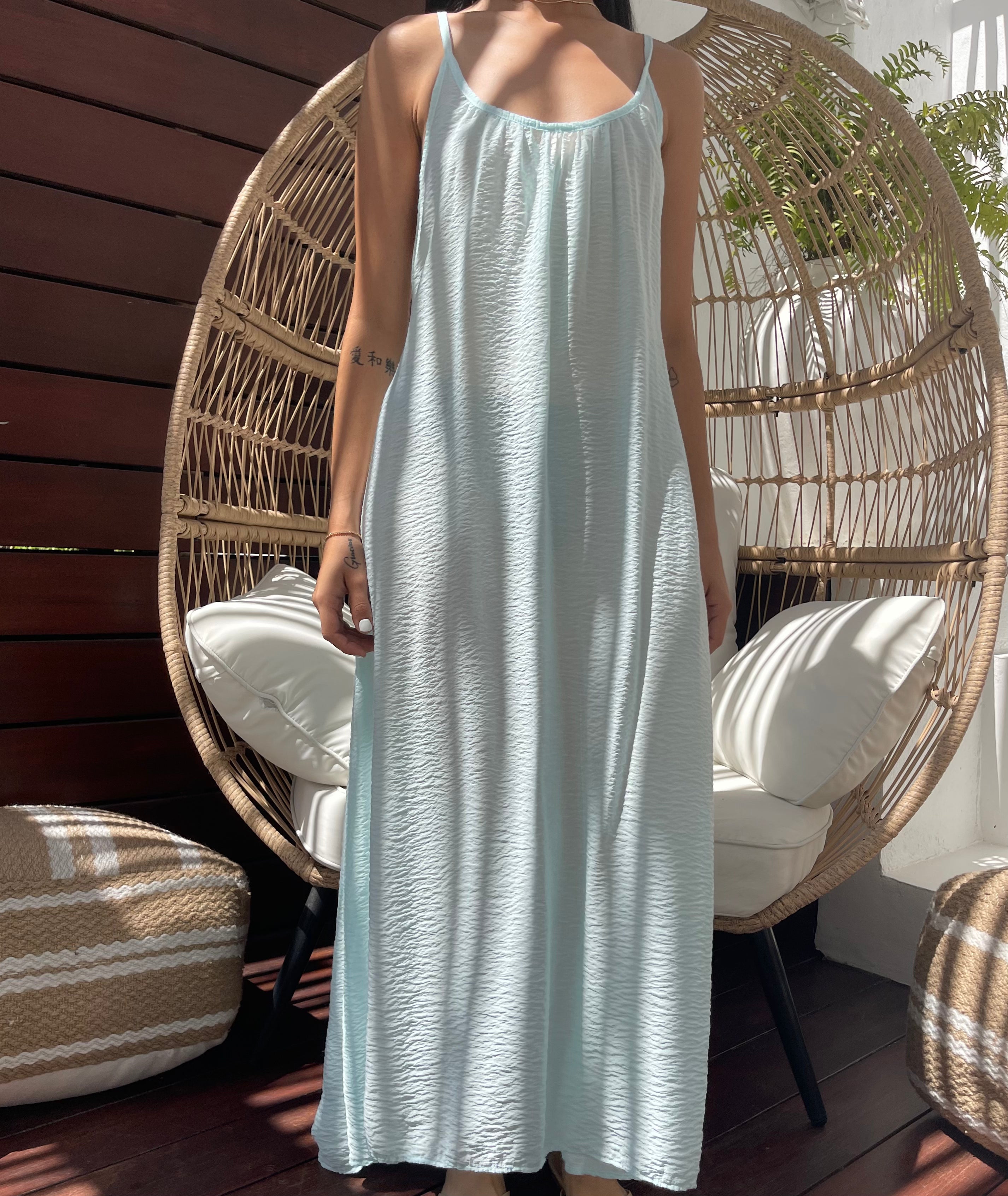 Cross Back Seafoam Maxi Dress