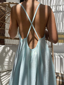 Cross Back Seafoam Maxi Dress