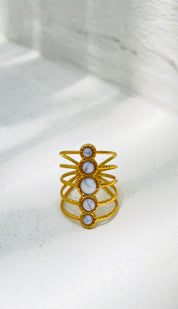 AN033 6 White Crown Ring