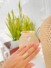 AN033 6 White Crown Ring