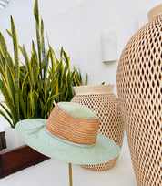 Milano Adriatic Mist & Orange Crochet Hat