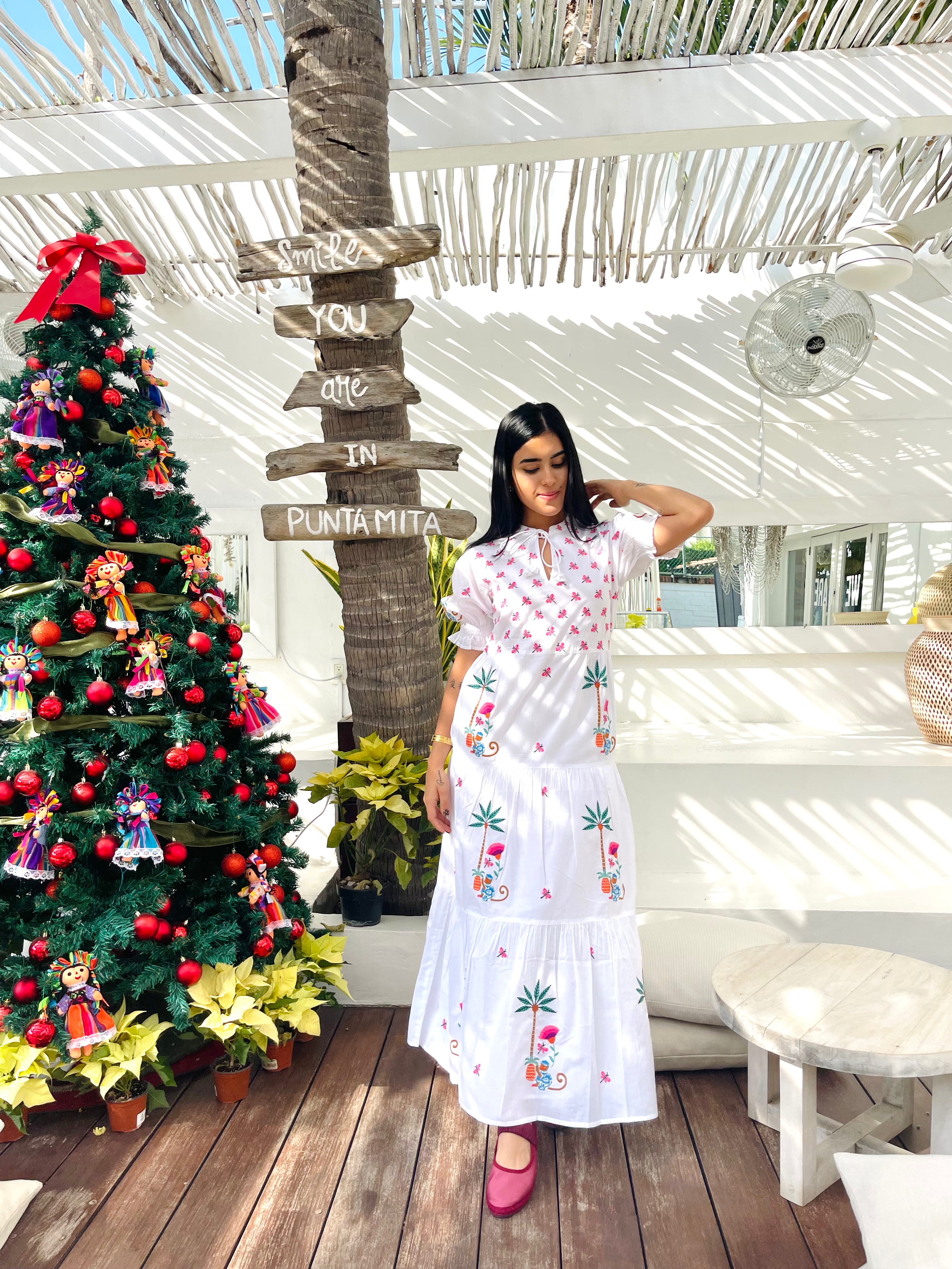 Flaming Monkey White Dress