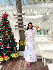 Flaming Monkey White Dress