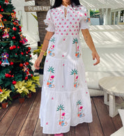 Flaming Monkey White Dress