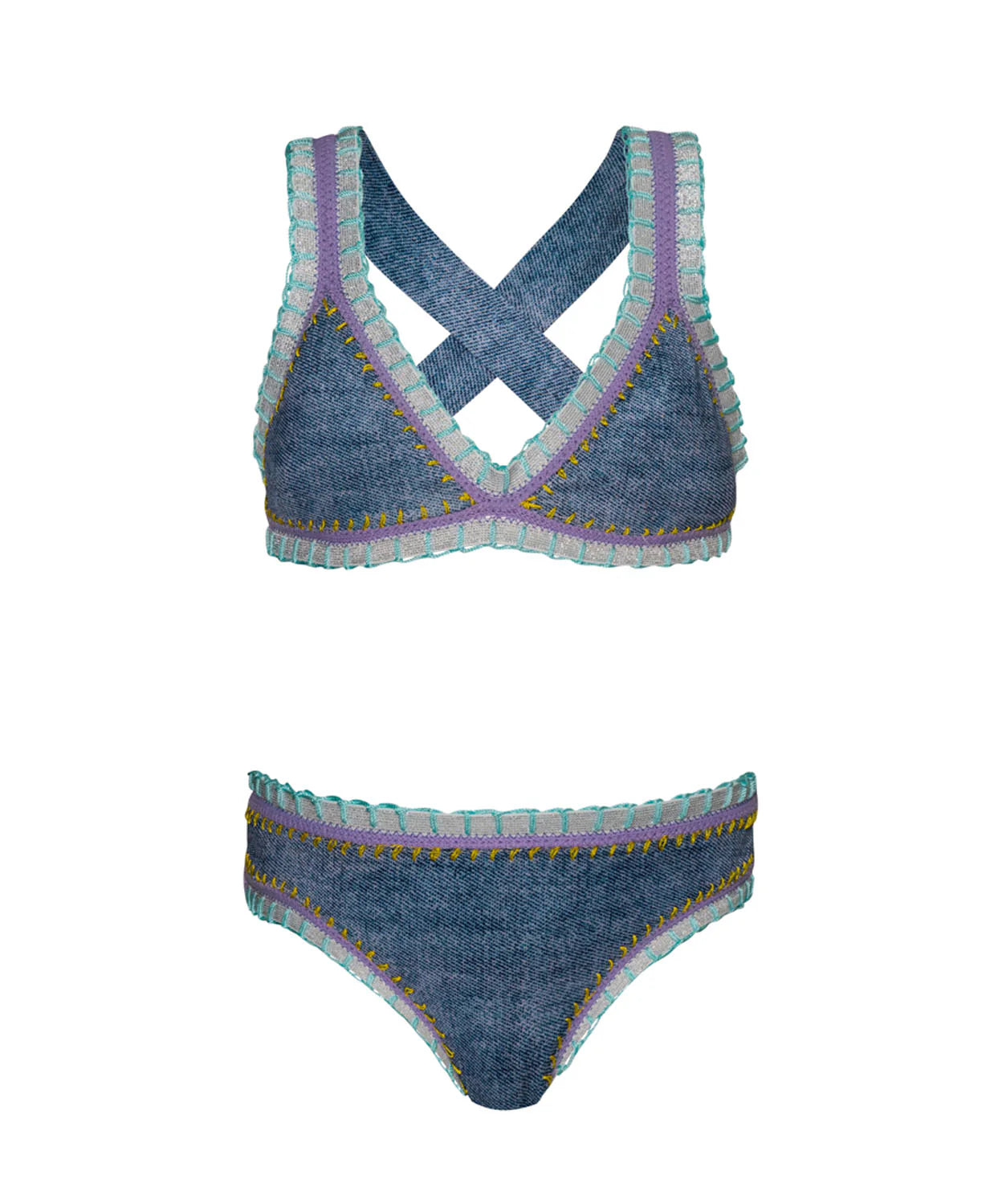Ice Blue Rainbow Bikini Set