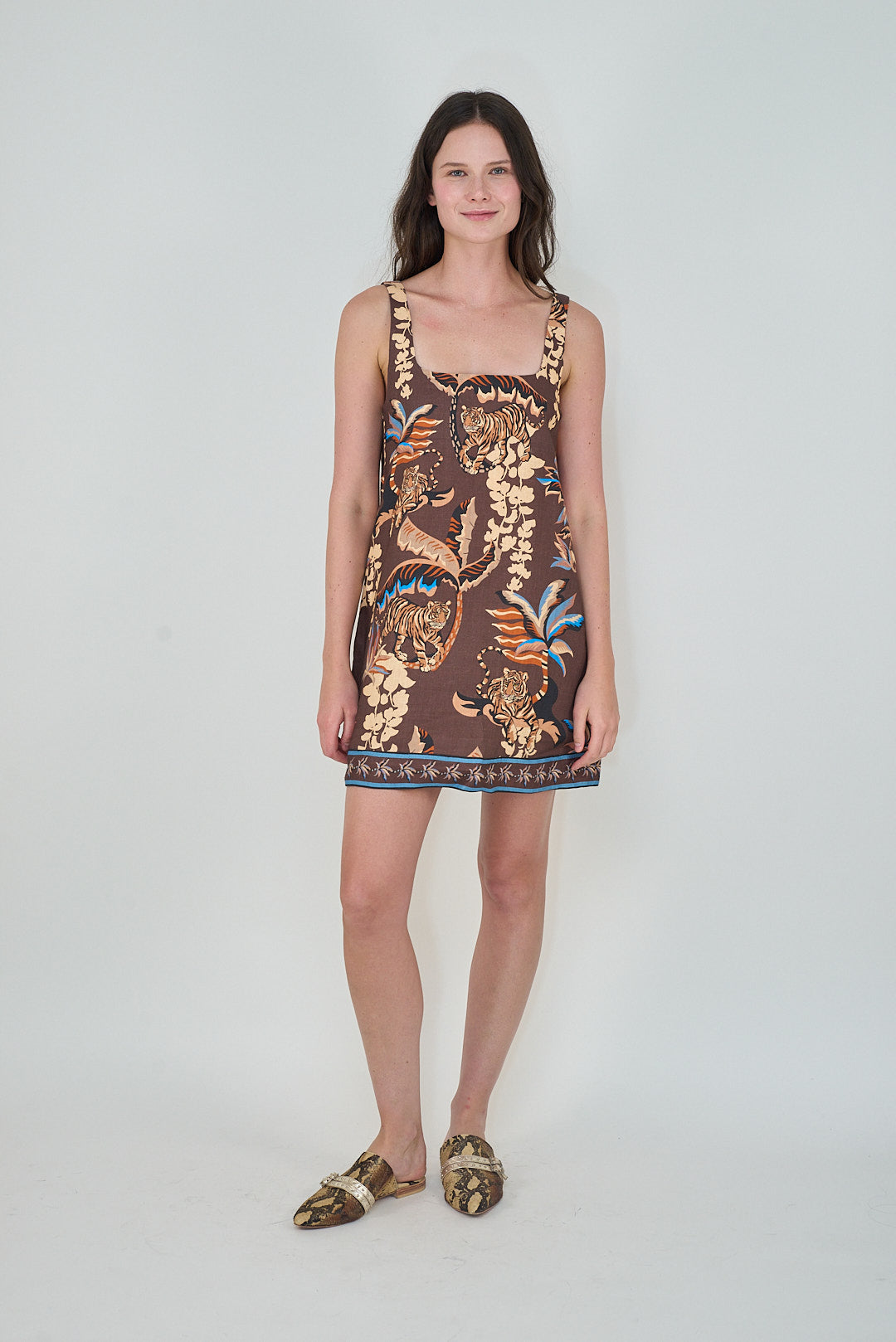 Bali Tiger Brown Short Dress