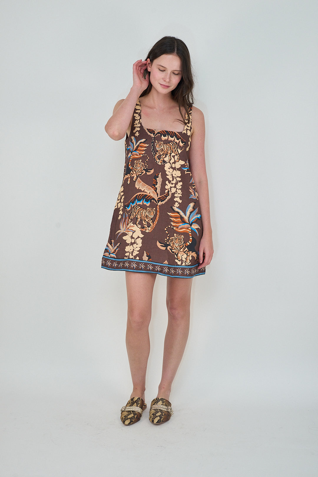 Bali Tiger Brown Short Dress