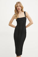 Olympia Black Stretchy Lace Midi Dress