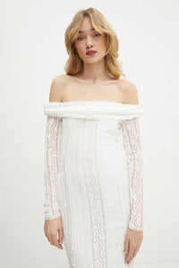 Minerva Long White Off the Shoulder Dress