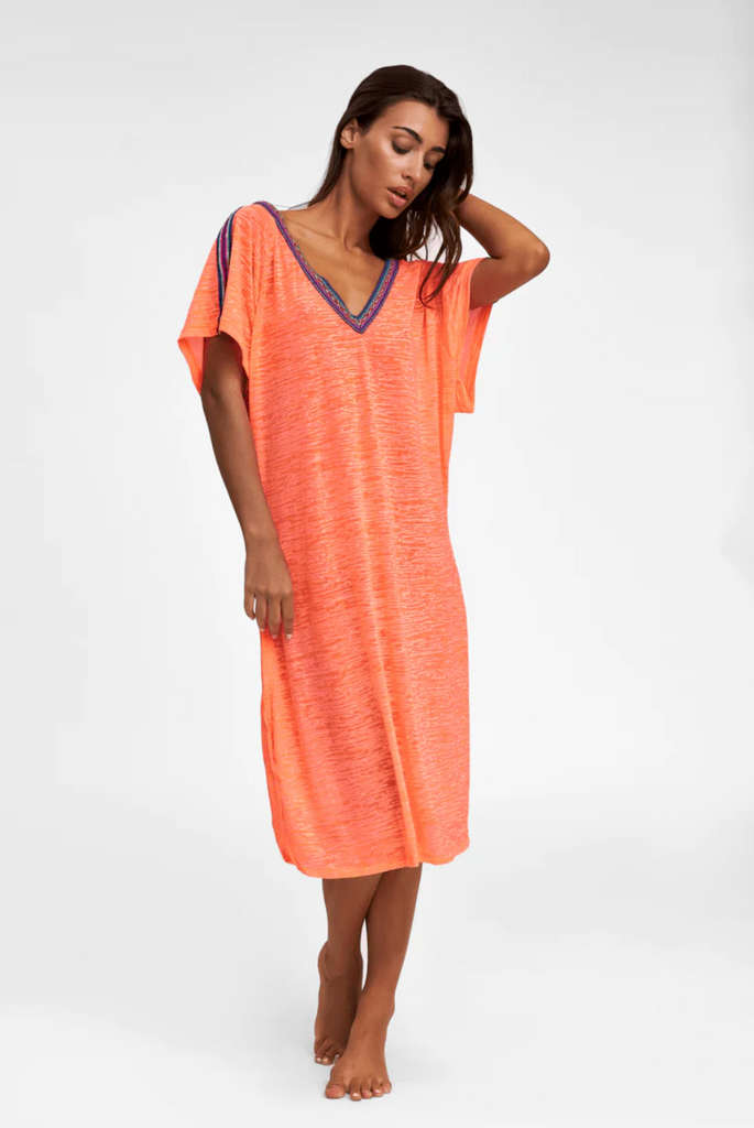 V-Back Dress Coral