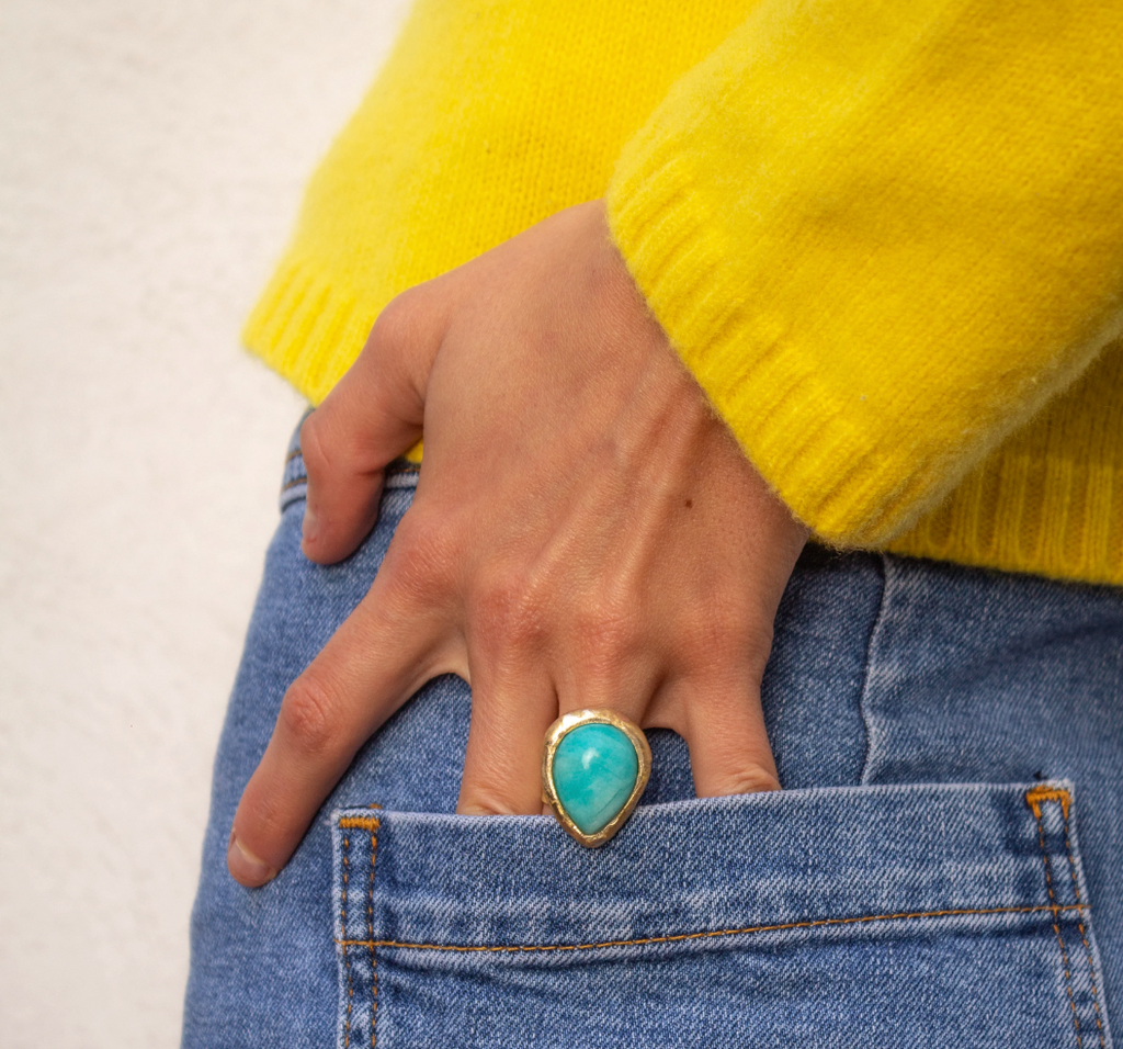 Amazonite Drop Ring