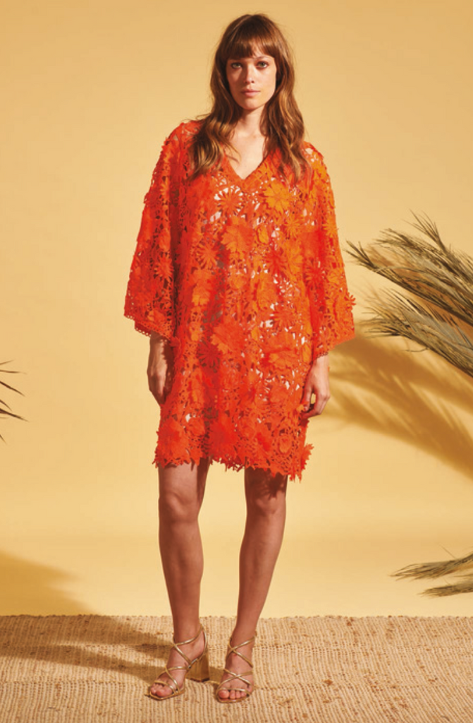 Ital Orange Guipiure Caftan